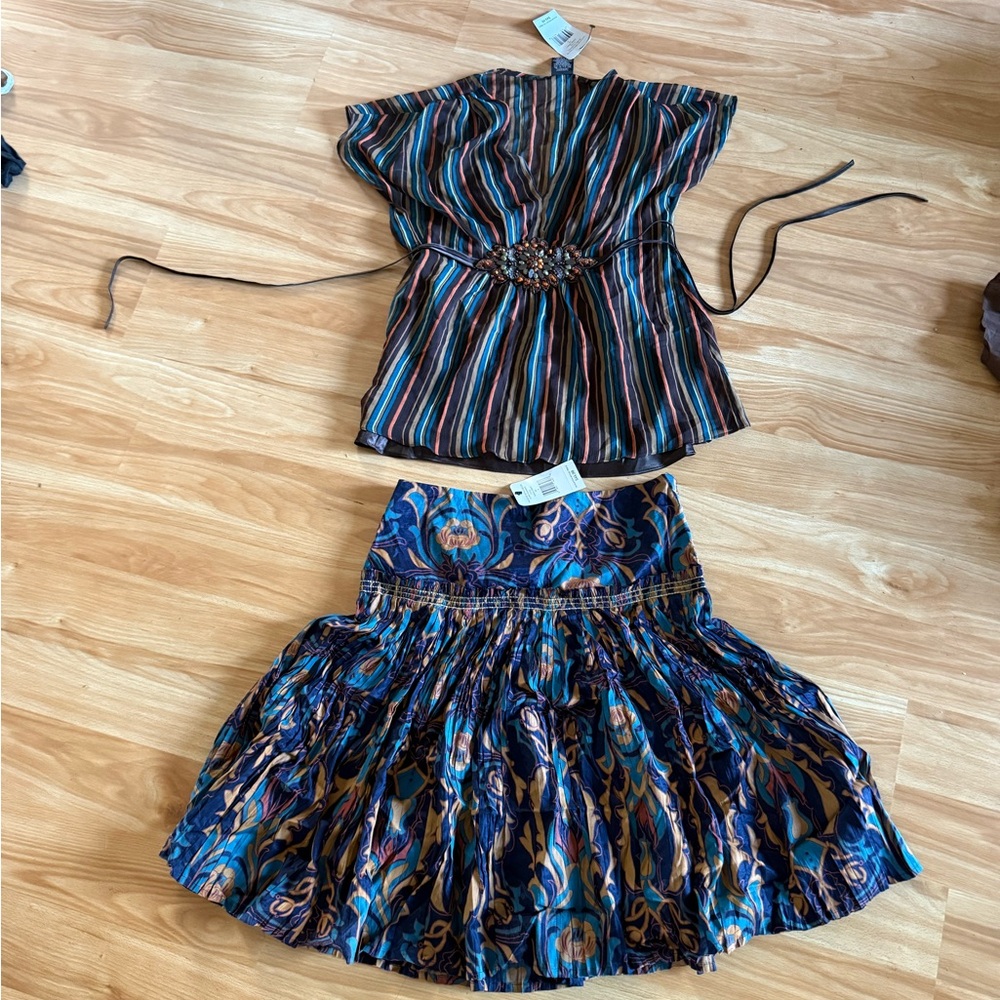 New Vintage Nicole Miller Sunset Harmony Skirt and Top - Sz 4